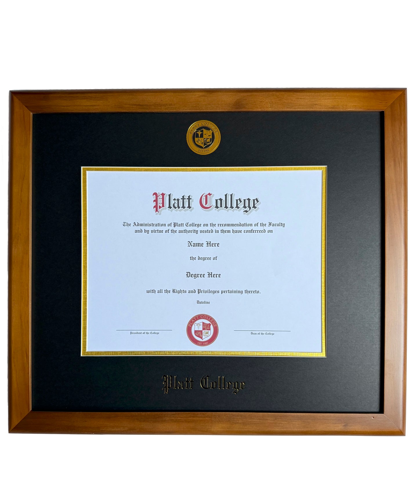 PLATT COLLEGE DIPLOMA FRAME